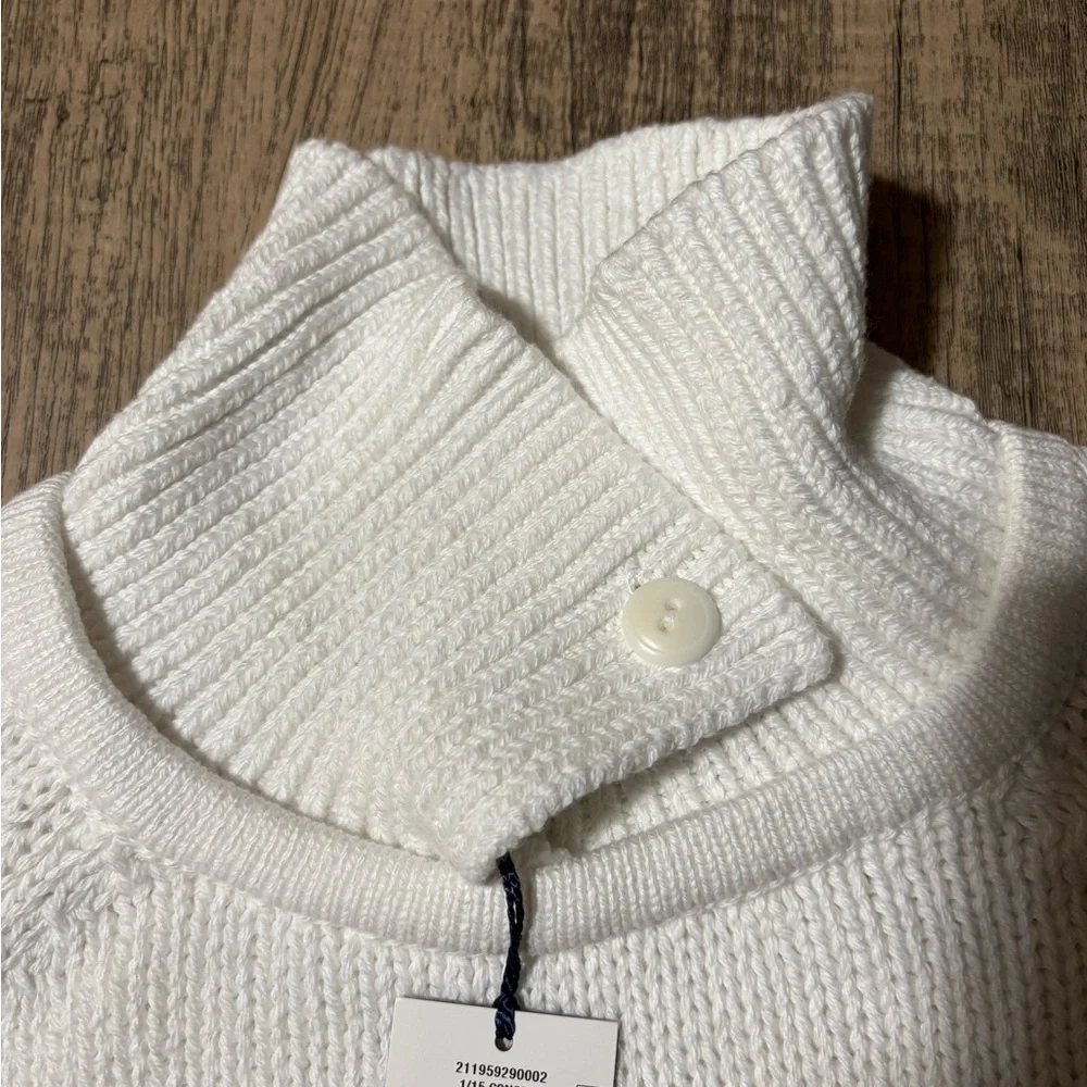Polo Ralph Laure Layered-Collar Cotton Sweater | color: white | size L - Picture 8 of 10